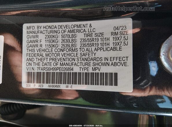 7FARS6H99PE026894 2023 HONDA CR-V Blue Вид підкапотного простору