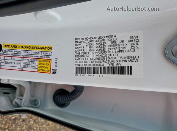 7FARS6H99RE061034 2024 HONDA CR-V White Вид підкапотного простору
