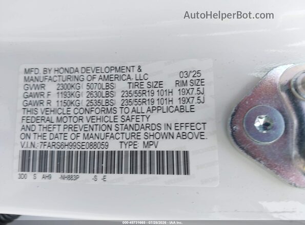 7FARS6H99SE088059 2025 HONDA CR-V White Widok komory silnika
