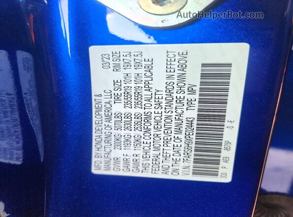 7FARS6H9XPE024443 2023 HONDA CR-V Blue Vista de la etiqueta del VIN