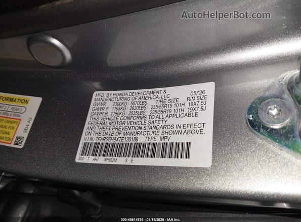 7FARS6H9XTE130188 2026 HONDA CR-V Silver Widok komory silnika