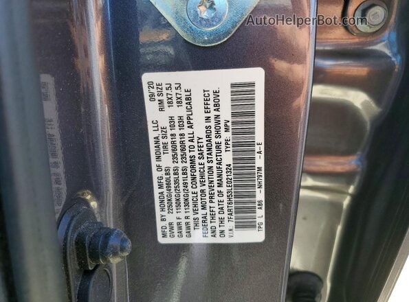 7FART6H53LE021324 2020 HONDA CR-V Gray Vista de la etiqueta del VIN