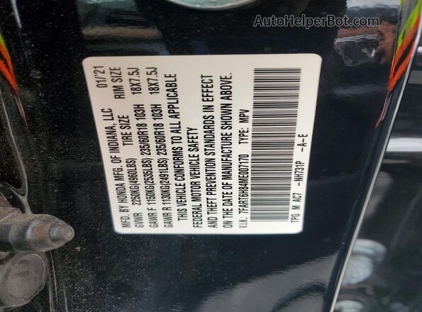 7FART6H84ME007170 2021 HONDA CR-V Black VIN sticker view