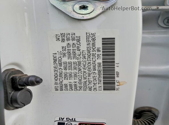 7FART6H89ME018648 2021 HONDA CR-V White Widok naklejki z numerem VIN