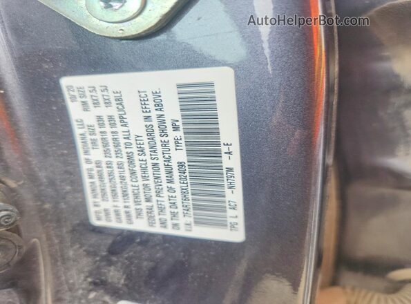 7FART6H8XLE024098 2020 HONDA CR-V Серый Вид наклейки с VIN-кодом