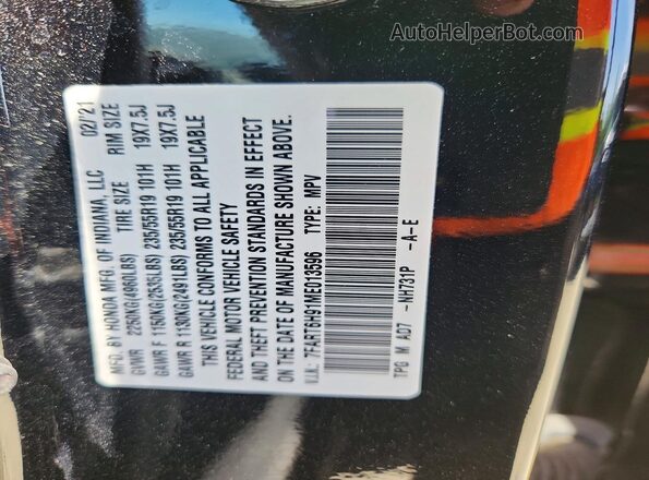 7FART6H91ME013596 2021 HONDA CR-V Black VIN sticker view