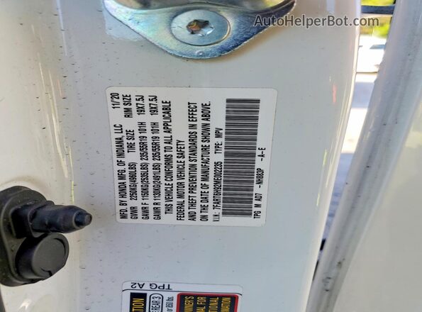 7FART6H92ME002235 2021 HONDA CR-V White VIN კოდის სტიკერის ხედი