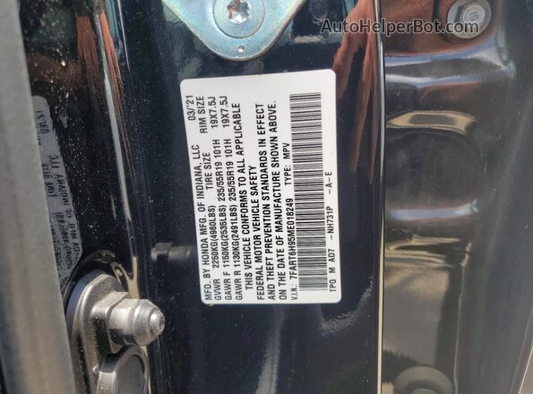 7FART6H95ME018249 2021 HONDA CR-V Black VIN կոդի պիտակի տեսք
