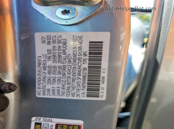7FART6H99ME027388 2021 HONDA CR-V Silver Вид наклейки з VIN-кодом