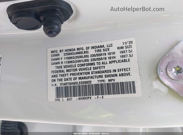 7FART6H9XLE026832 2020 HONDA CR-V Белый Вид подкапотного пространства