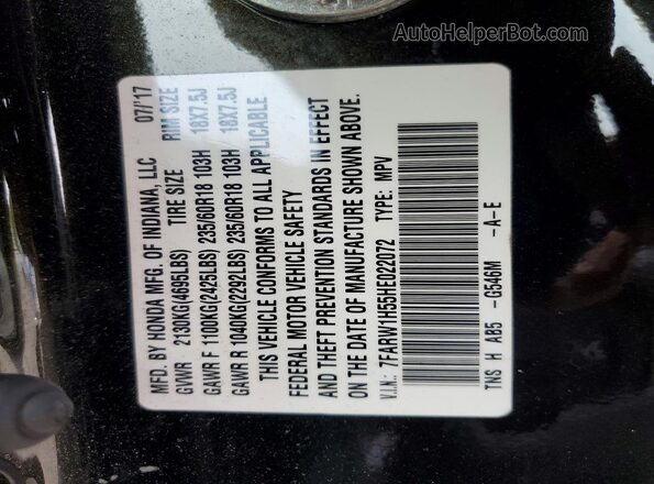 7FARW1H55HE022072 2017 HONDA CR-V Black VIN sticker view