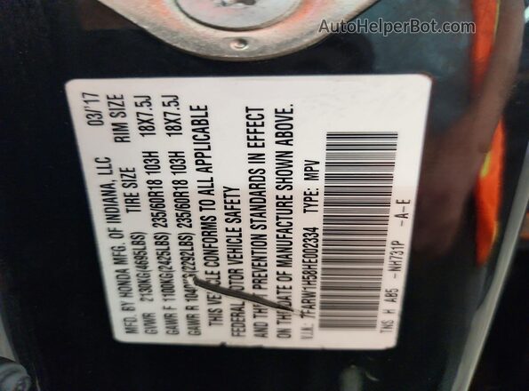7FARW1H58HE002334 2017 HONDA CR-V Black VIN sticker view
