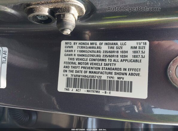 7FARW1H84JE057122 2018 HONDA CR-V Blue Widok komory silnika