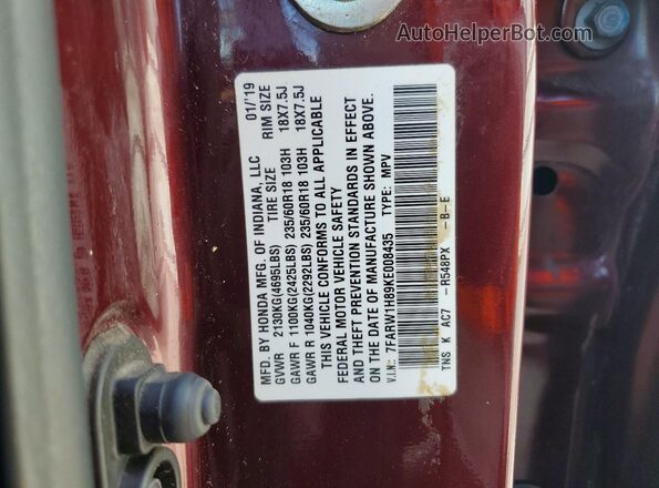 7FARW1H89KE008435 2019 HONDA CR-V Purple ძრავის განყოფილების ხედი