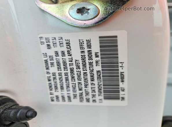 7FARW2H21LE004236 2020 HONDA CR-V White Շարժիչի բաժամունքի տեսք