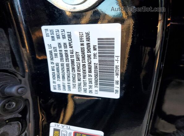 7FARW2H50JE018412 2018 HONDA CR-V Black ძრავის განყოფილების ხედი