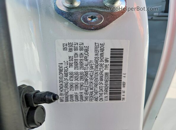 7FARW2H51NE023088 2022 HONDA CR-V White Вид наклейки з VIN-кодом