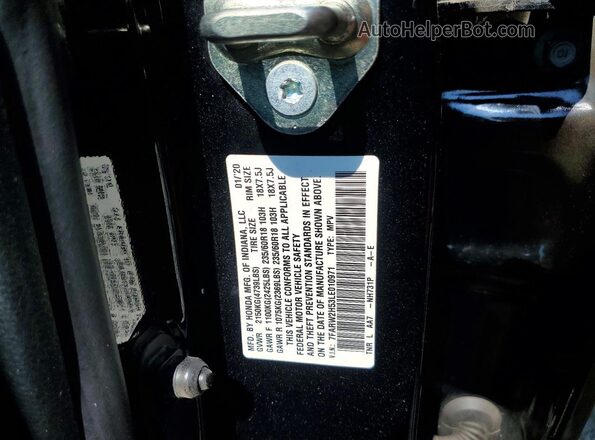 7FARW2H53LE010971 2020 HONDA CR-V Black Панорамний вид салону 360°