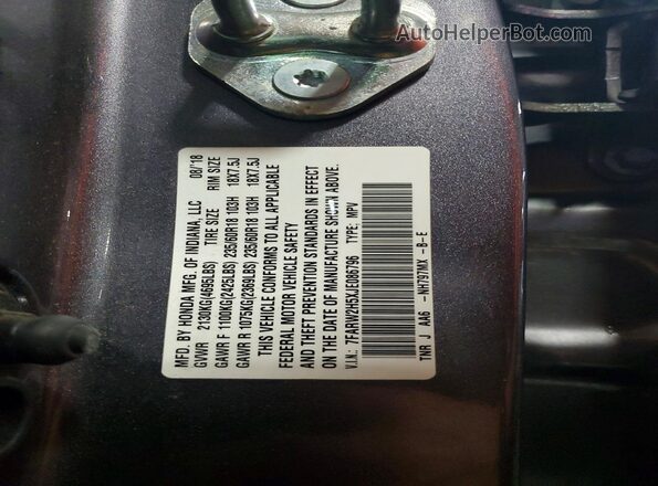 7FARW2H5XJE086796 2018 HONDA CR-V Gray Widok naklejki z numerem VIN