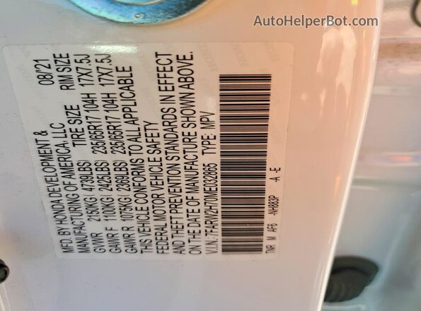 7FARW2H70ME032865 2021 HONDA CR-V White Панорамний вид салону 360°