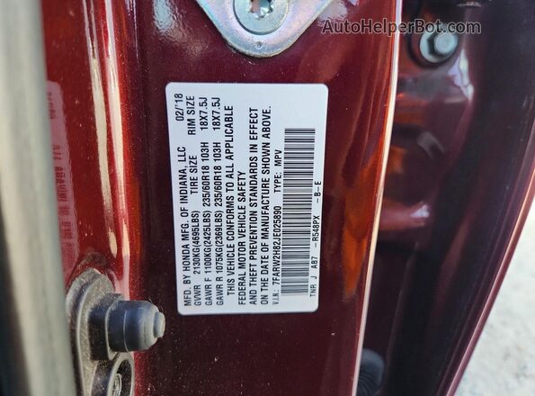 7FARW2H82JE025890 2018 HONDA CR-V Burgundy VIN կոդի պիտակի տեսք