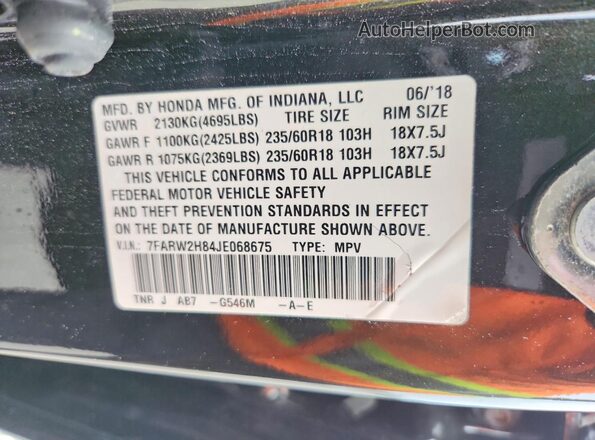 7FARW2H84JE068675 2018 HONDA CR-V Black 360 interior view