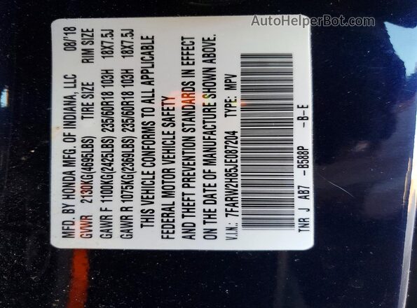 7FARW2H85JE087204 2018 HONDA CR-V Blue VIN sticker view
