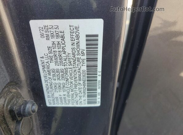 7FARW2H89NE036200 2022 HONDA CR-V Gray Սալոնի 360 աստիճան տեսք