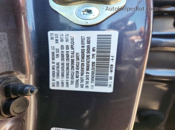7FARW2H8XLE019290 2020 HONDA CR-V Gray Vista de la etiqueta del VIN
