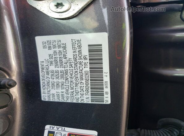 7FARW2H8XNE023603 2022 HONDA CR-V Gray Панорамний вид салону 360°