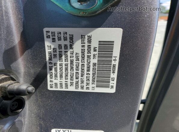 7FARW2H90JE051560 2018 HONDA CR-V Silver Vista de la etiqueta del VIN