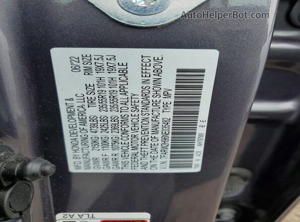 7FARW2H96NE035482 2022 HONDA CR-V Gray Vista de la etiqueta del VIN