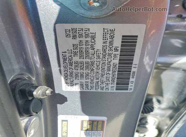 7FARW2H97NE026421 2022 HONDA CR-V Gray VIN կոդի պիտակի տեսք