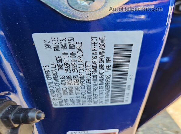 7FARW2H98ME033652 2021 HONDA CR-V Синий Вид наклейки с VIN-кодом