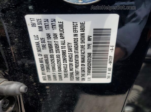 7FARW5H32HE013948 2017 HONDA CR-V Black Շարժիչի բաժամունքի տեսք