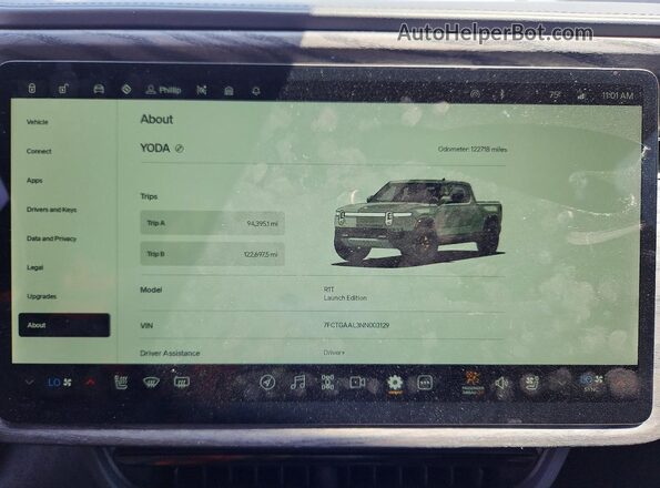 7FCTGAAL3NN003129 2022 RIVIAN R1T Green Vista del cuadro de instrumentos