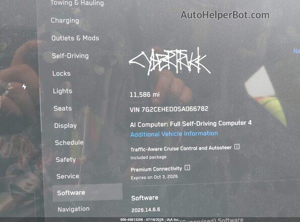 7G2CEHED0SA066782 2025 TESLA CYBERTRUCK Black Widok tylnych siedzeń