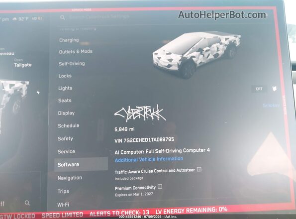 7G2CEHED1TA089795 2026 TESLA CYBERTRUCK Silver Widok tylnych siedzeń