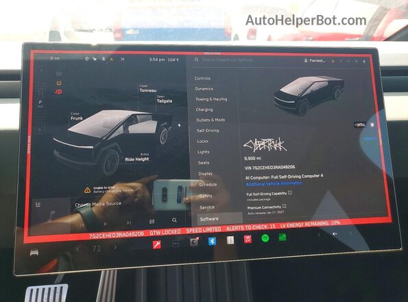 7G2CEHED3RA048206 2024 TESLA CYBERTRUCK Черный Вид щитка приборов