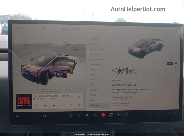 7G2CEHED3SA073449 2025 TESLA CYBERTRUCK Gray უკანა სავარძლების ხედი