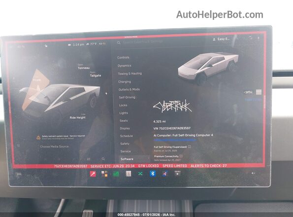 7G2CEHED6TA093597 2026 TESLA CYBERTRUCK Black Widok tylnych siedzeń