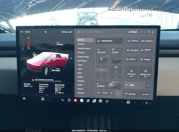 7G2CEHED8RA000054 2024 TESLA CYBERTRUCK Burgundy Հետևի նստատեղերի տեսք