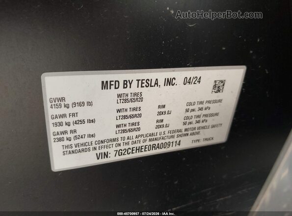 7G2CEHEE0RA009114 2024 TESLA CYBERTRUCK Серебряный Вид подкапотного пространства