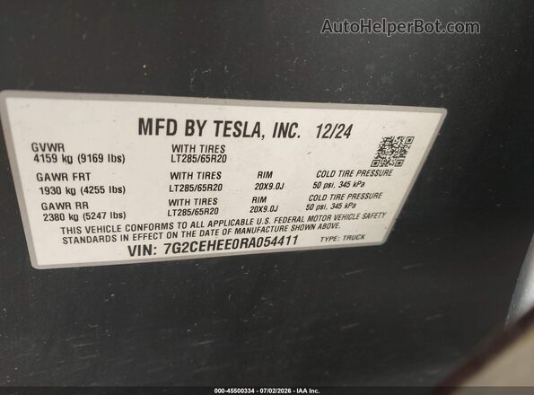 7G2CEHEE0RA054411 2024 TESLA CYBERTRUCK Коричневый Вид подкапотного пространства