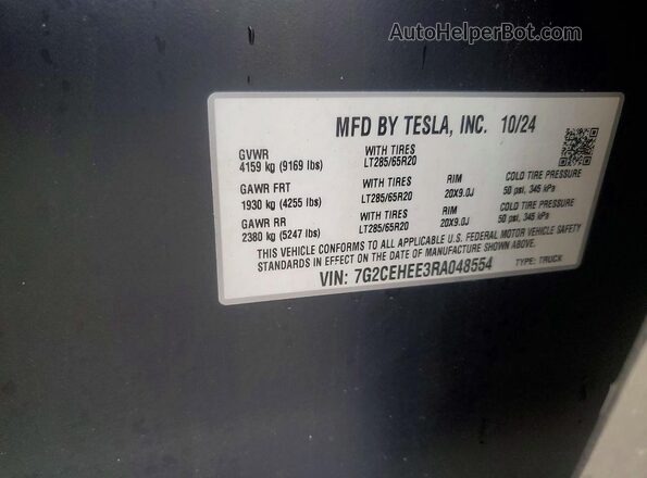 7G2CEHEE3RA048554 2024 TESLA CYBERTRUCK Gray Rear seats view