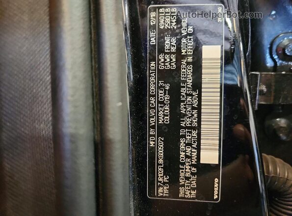 7JR102FL8KG005072 2019 VOLVO S60 Black Widok komory silnika