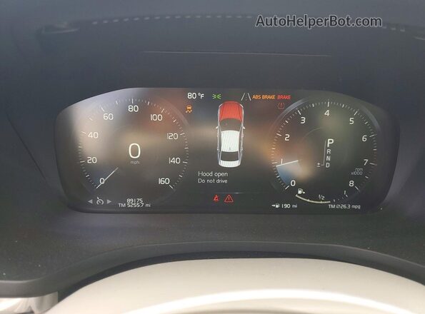 7JRA22TK2LG049026 2020 VOLVO S60 Gray Вид щитка приладів