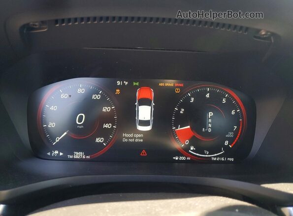 7JRA22TM1KG018012 2019 VOLVO S60 Gray Vista del cuadro de instrumentos