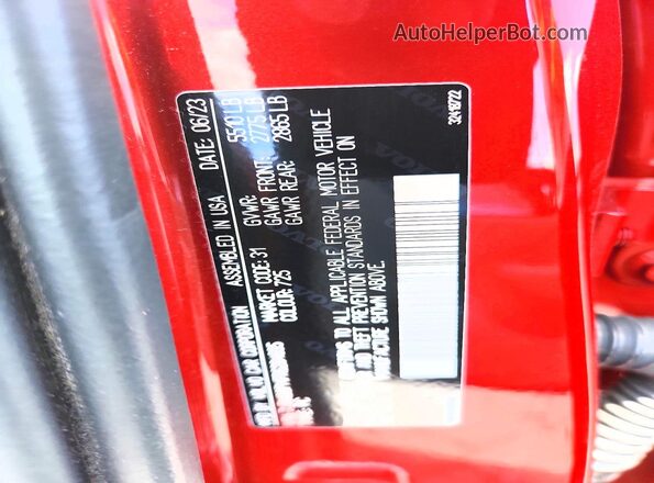 7JRH60FM7RG284695 2024 VOLVO S60 Red Вид підкапотного простору