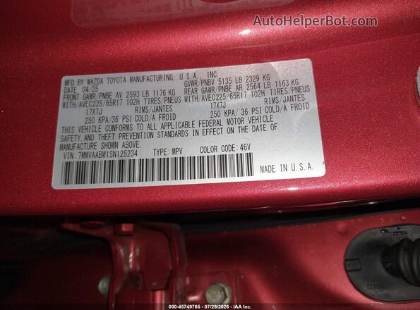 7MMVAABW1SN125234 2025 MAZDA CX-50 HYBRID Red ძრავის განყოფილების ხედი